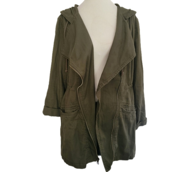 OLD Navy Army Green Hooded Utility Jacket Size S - Picture 2 of 7